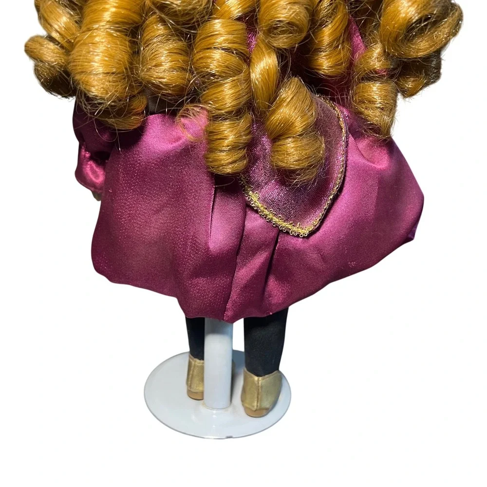 Vintage 80s‎ Collectors Choice DanDee Porcelain Doll Purple Dress Gold Shoes 13